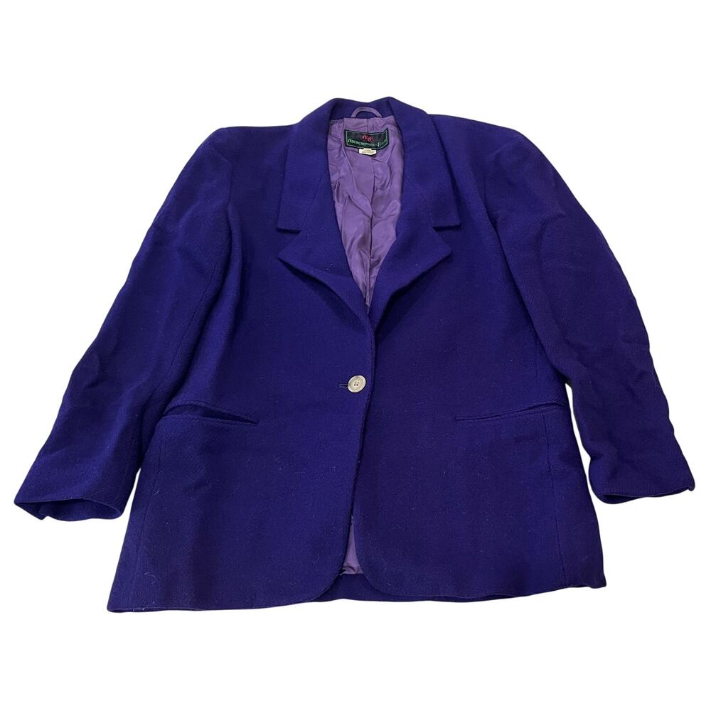 ABERCROMBIE & FITCH Womens VTG Purple Pure Wool Blazer Jacket Made in Japan 8
